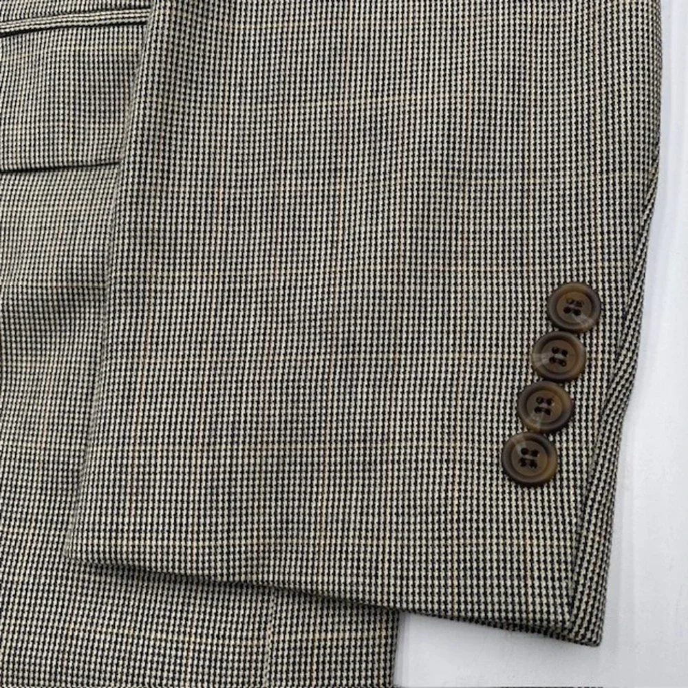 Lauren‎ Ralph Lauren Blazer Sport Coat 44R Tan Brown Wool Micro Check Canada VGC